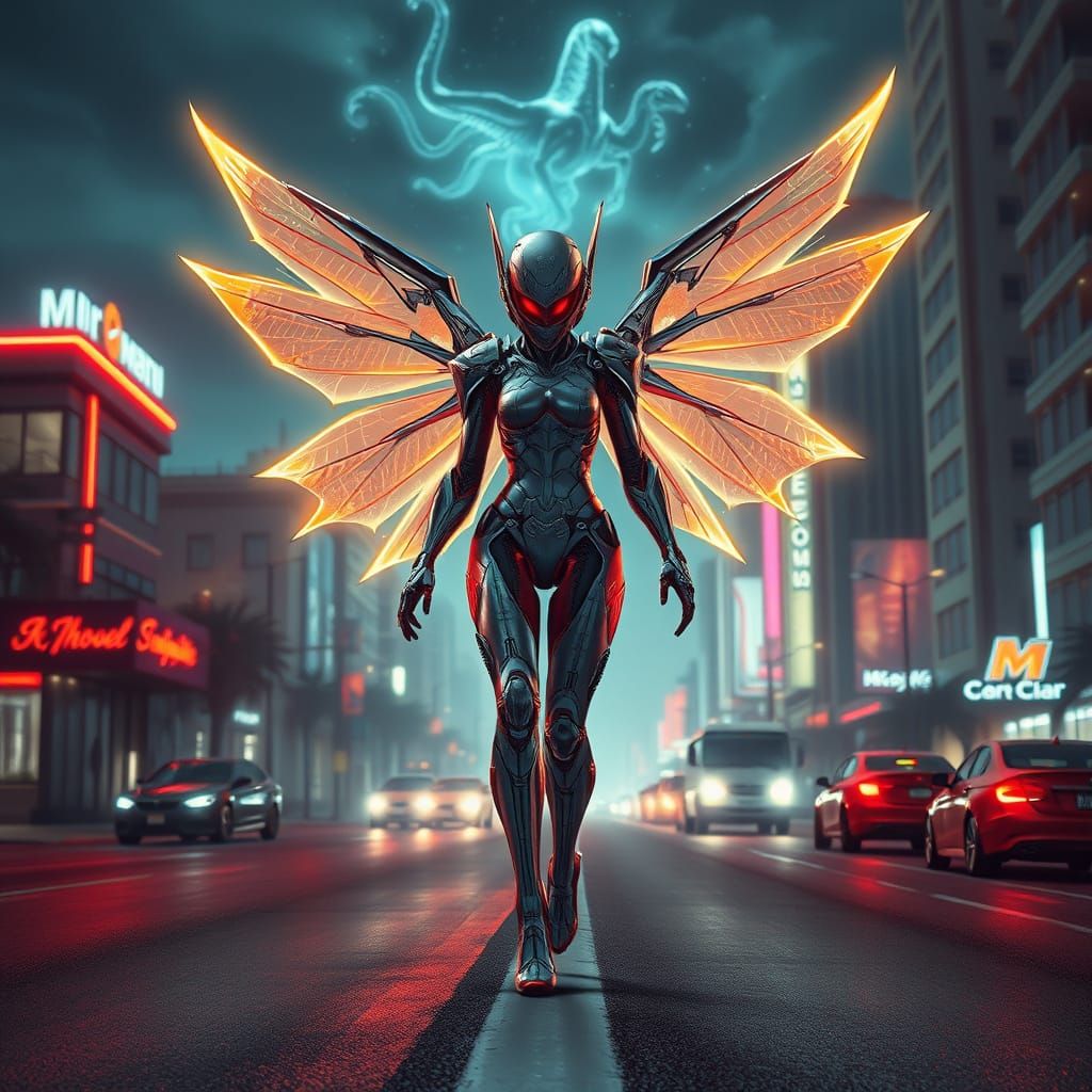 Cyborg Woman Walks Miami Streets in Golden and Silver Armor ...