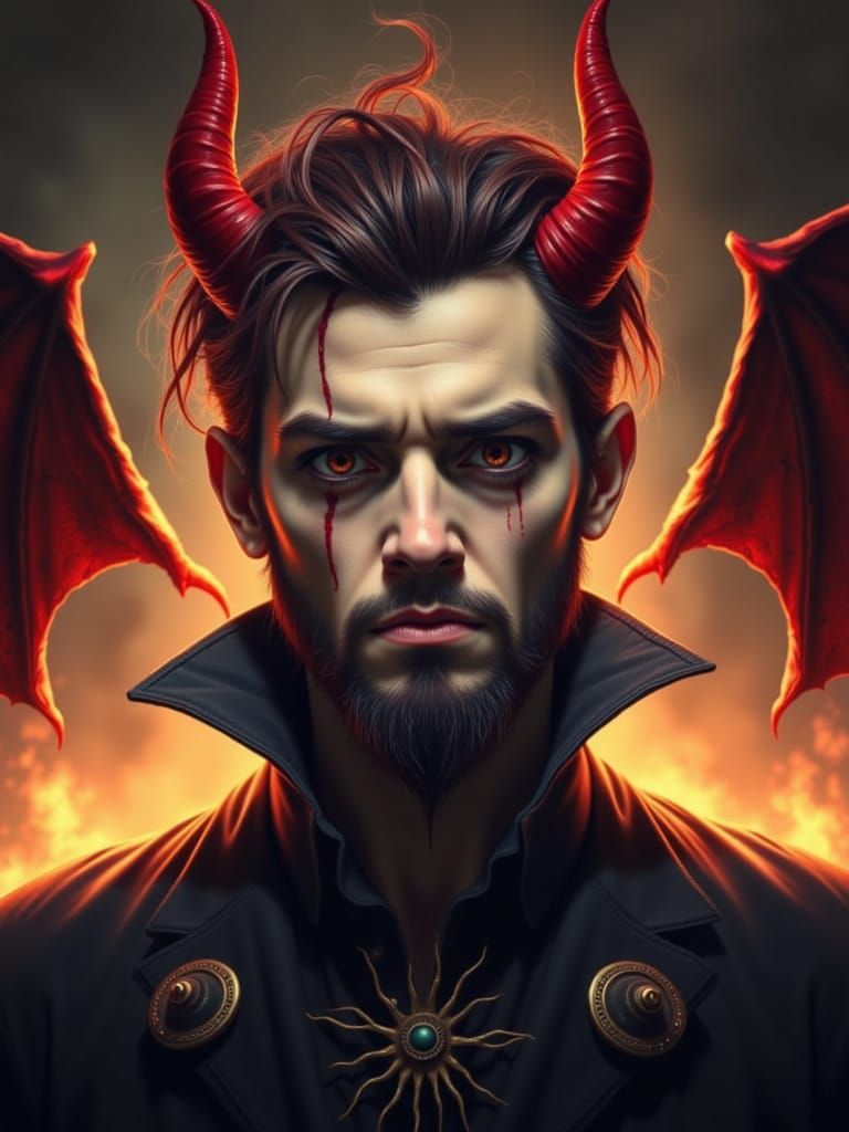 Lucifer Morningstar: Handsome Devil in Analog Horror Style