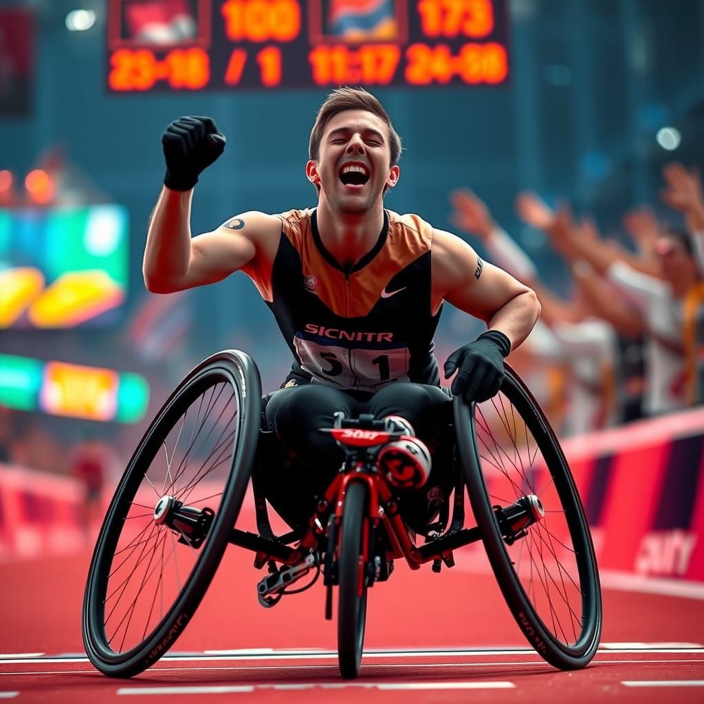 Para-Athlete's Triumphant Finish: Hyper-Realistic Digital Ar...