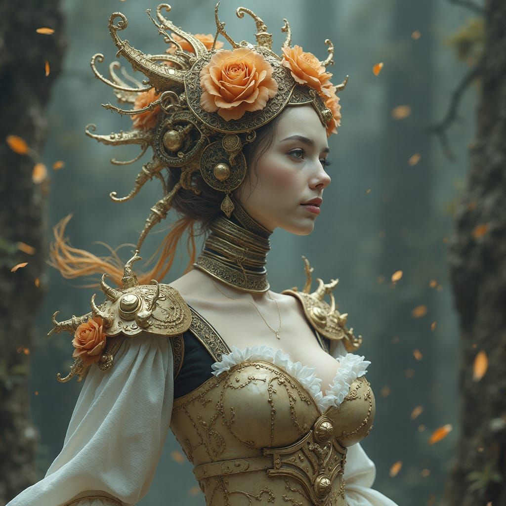 Surreal Steampunk Robot with Classical Influences