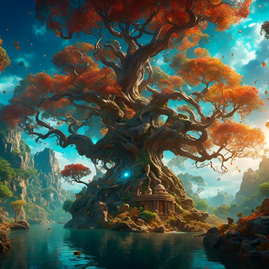 Tree of Life: Detailed Matte Painting in Deep Color