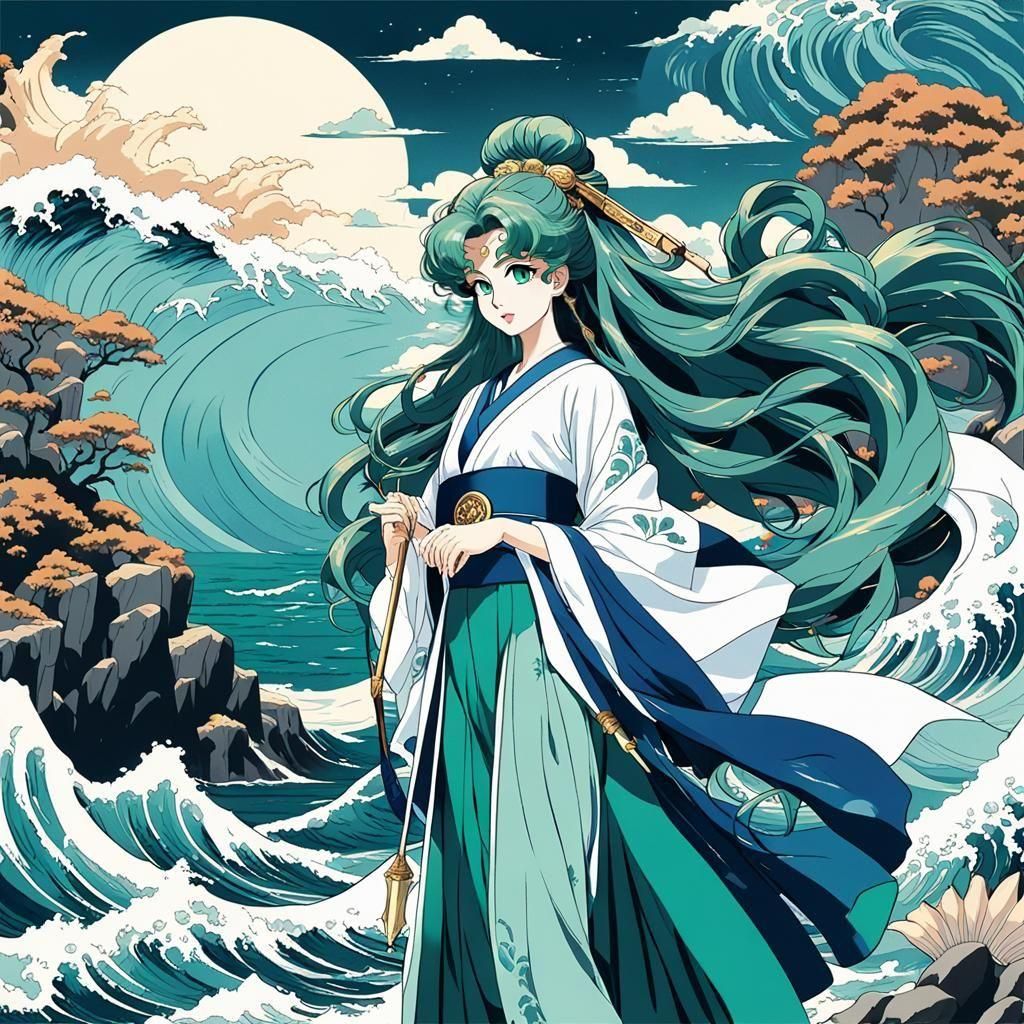 Sailor Neptune: Ocean Elegance in Ukiyo-e