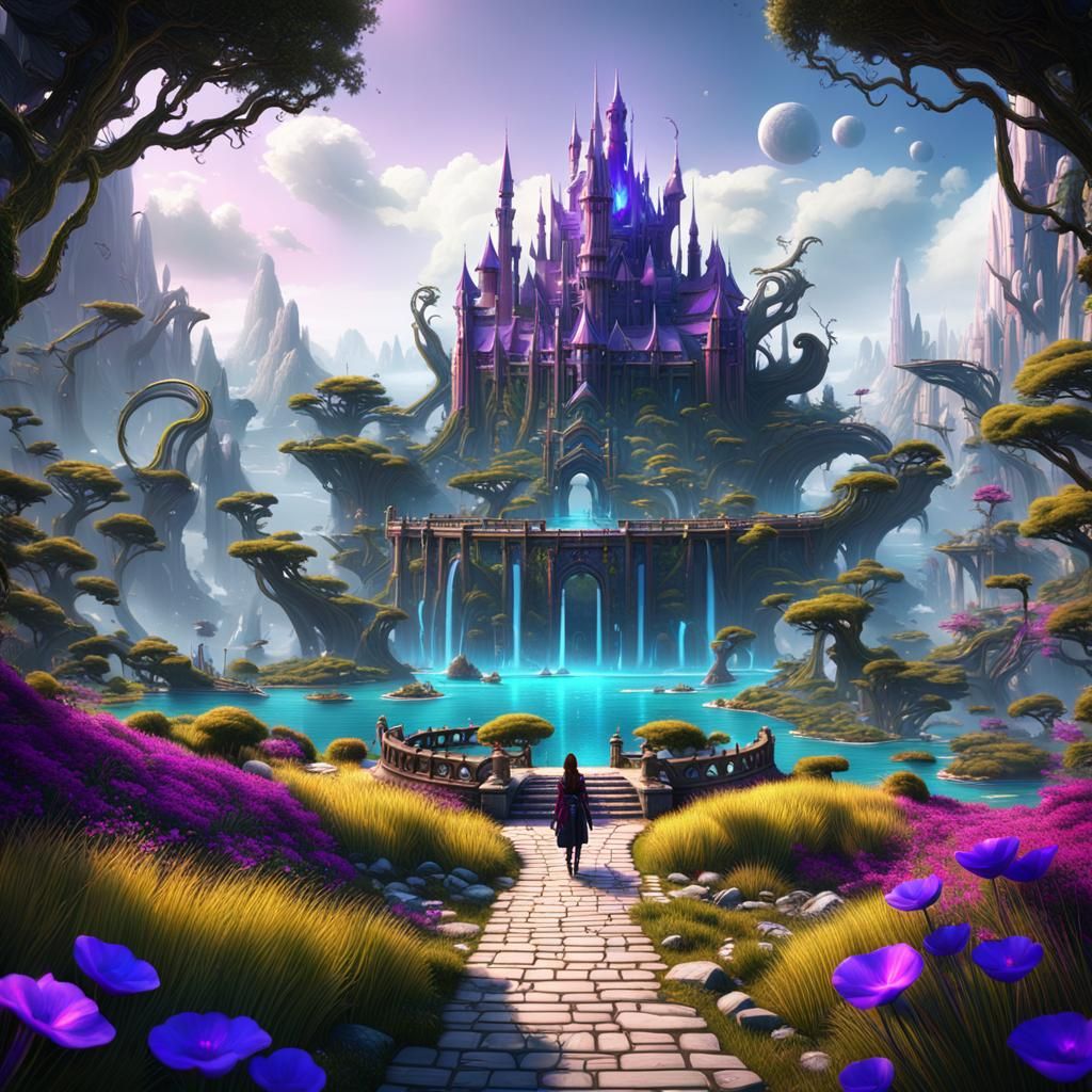 Girl with Purple Hair Listening to EDM