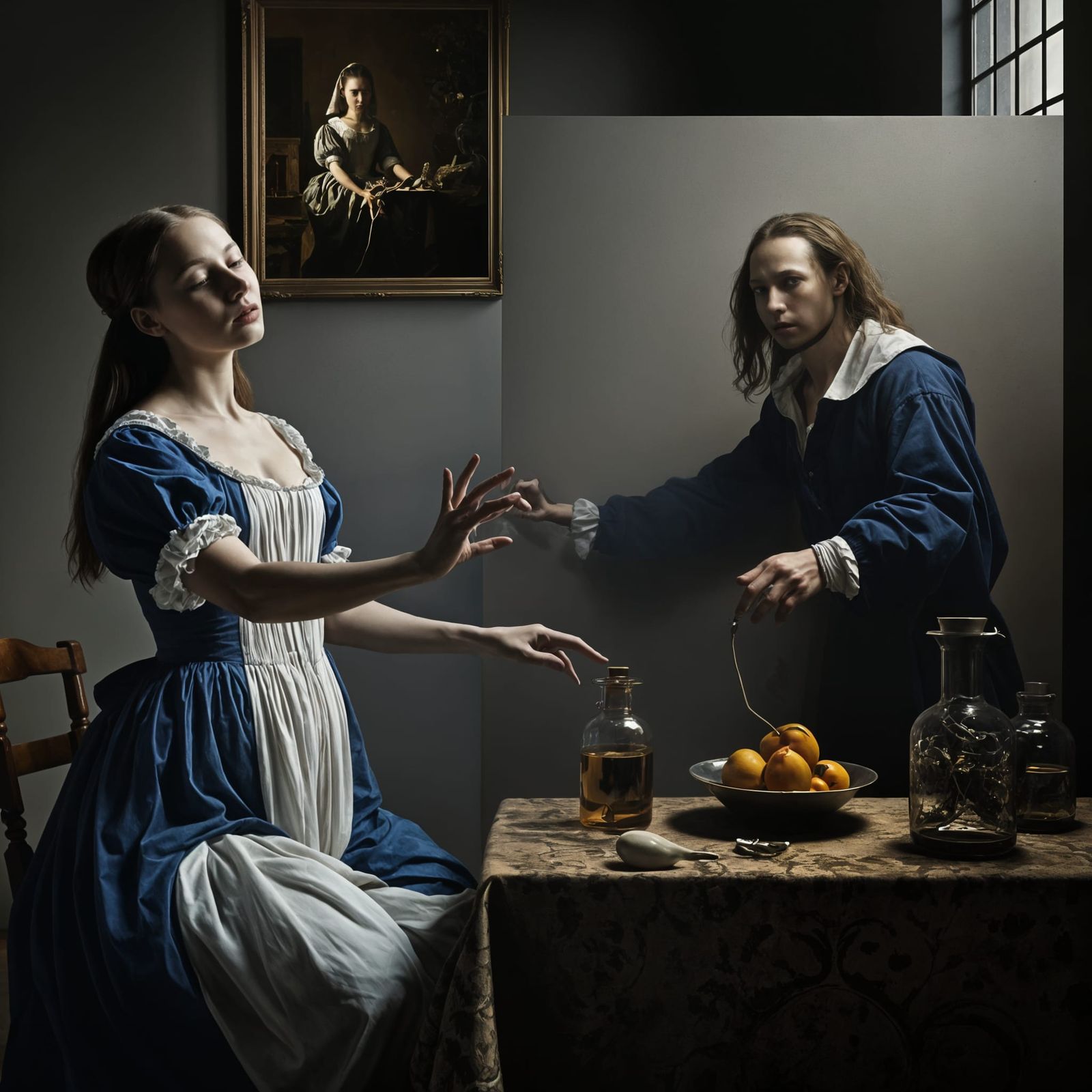 Abstract 17th Century Daily Life Portraits in Baroque Style