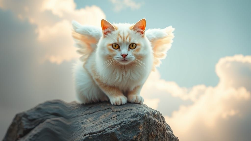 Glitch Art Portrait of Mystical Feline Angel