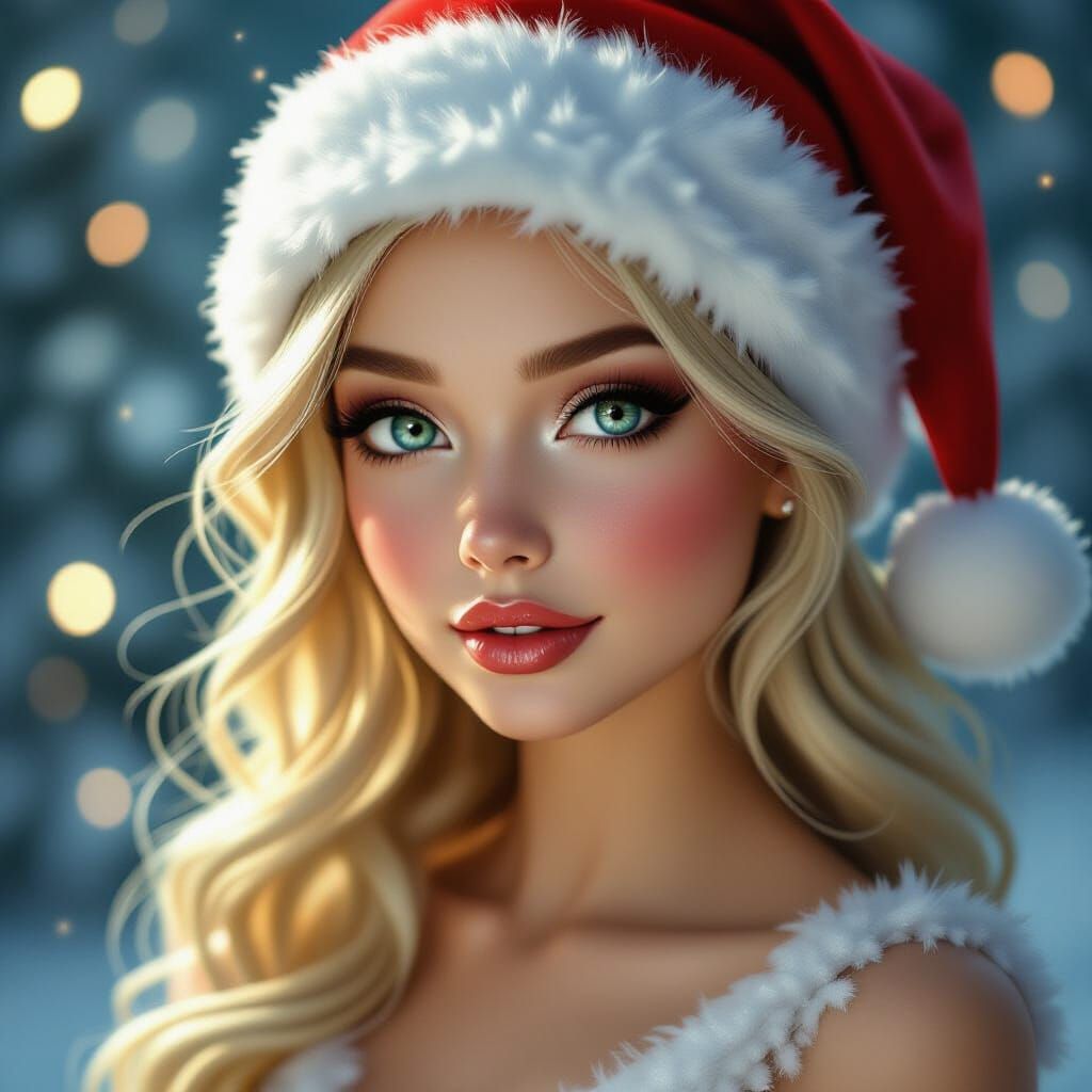 Christmas Nymph Hyperrealistic Digital Art with Satin Skin