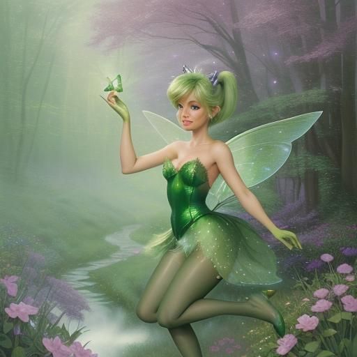 Tinkerbell in Green: An Ethereal Fantasy