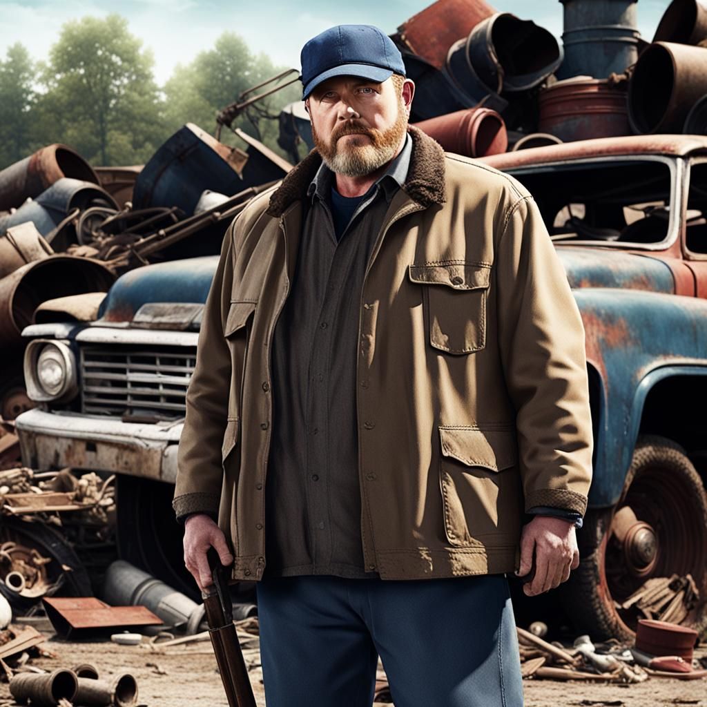 Bobby Singer in Junkyard: Lifelike Color Portrait