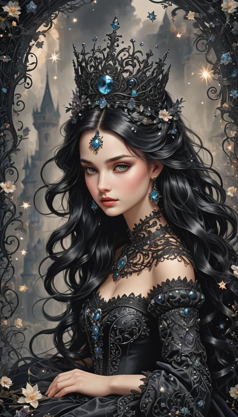 Swan Princess with Black Hair in Magical Fantasy