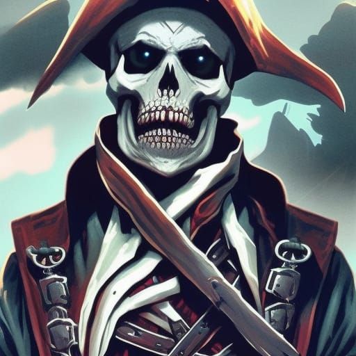 Undead Skeleton Pirate Captain in Dark Fantasy Style