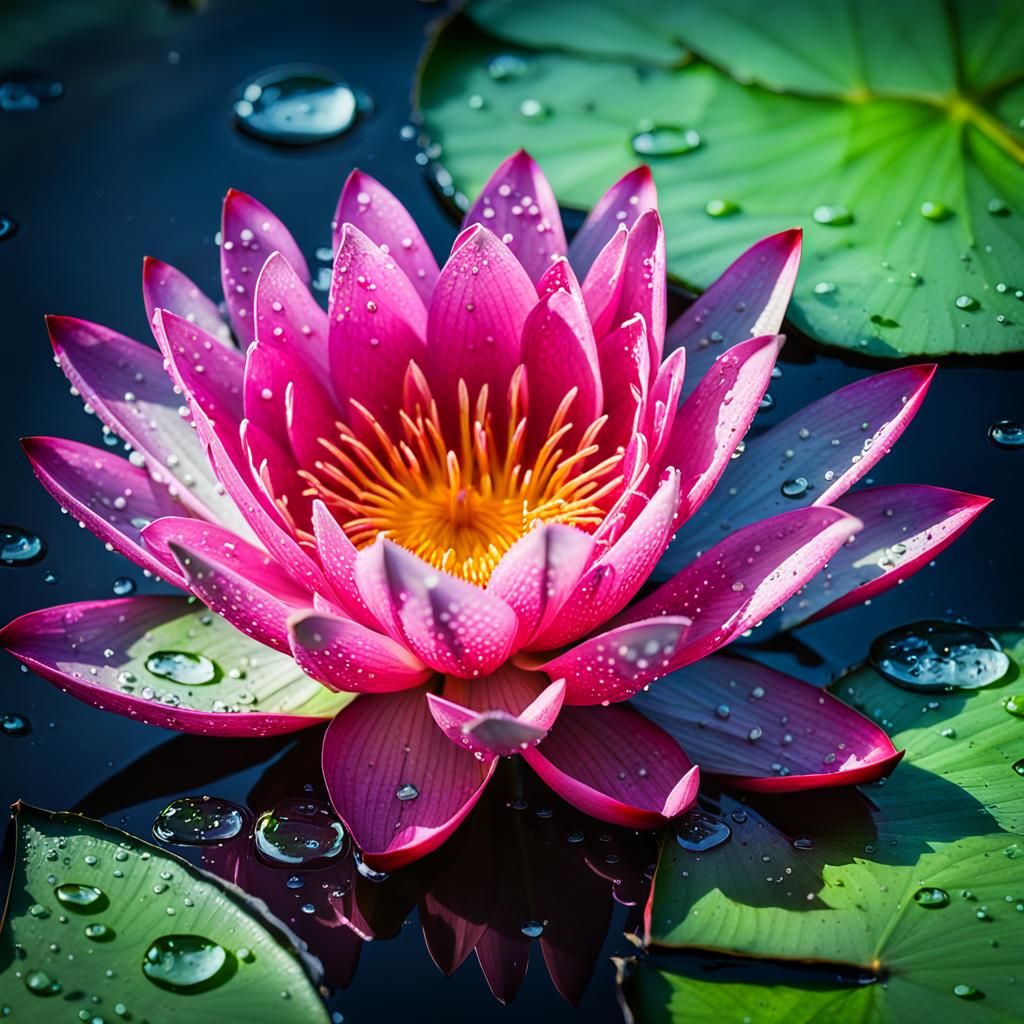 Bioluminescent Pink Water Lily in High Resolution