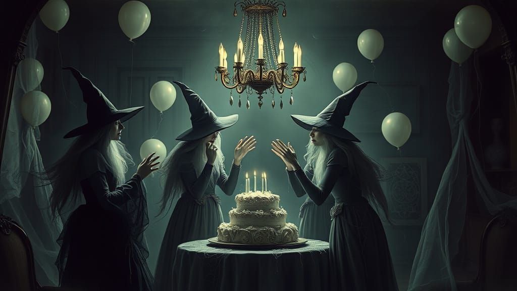 Ethereal Witches at a Spectral Birthday Party