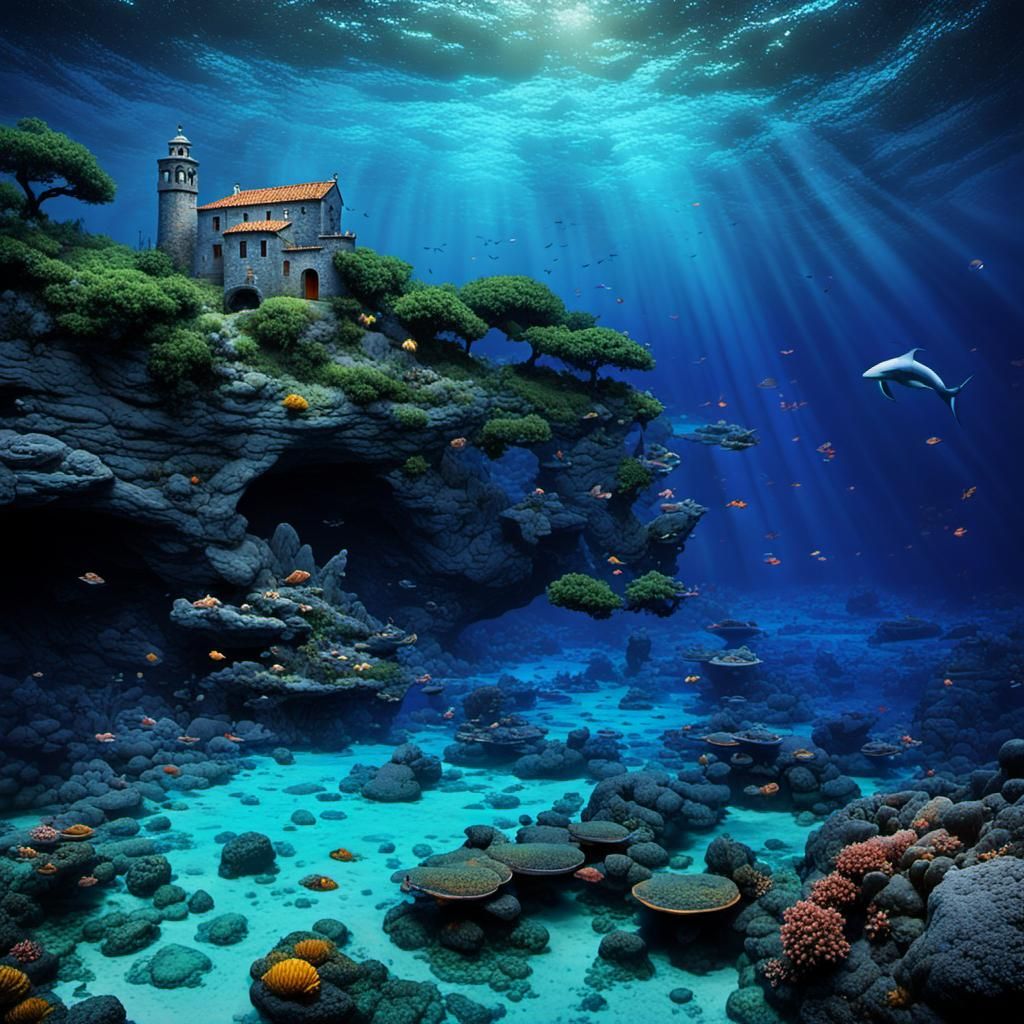 Mediterranean Mermaid Island in 3D Digital Art