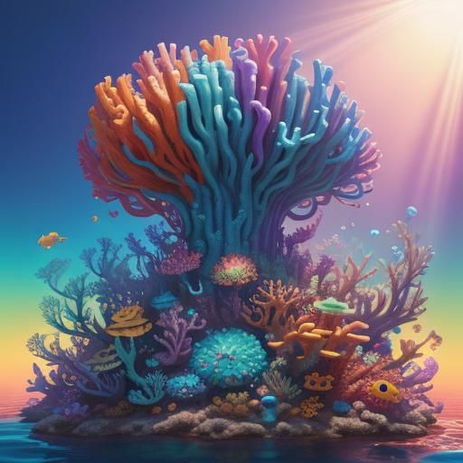 Fluffy Octopus at Underwater Circus: Pixar-Style 3D Art