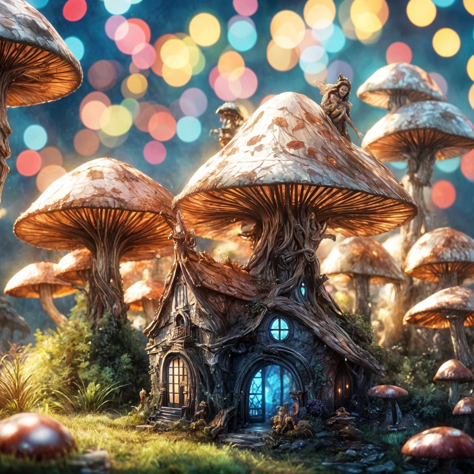 Whimsical Mushroom House in Enchanted Forest