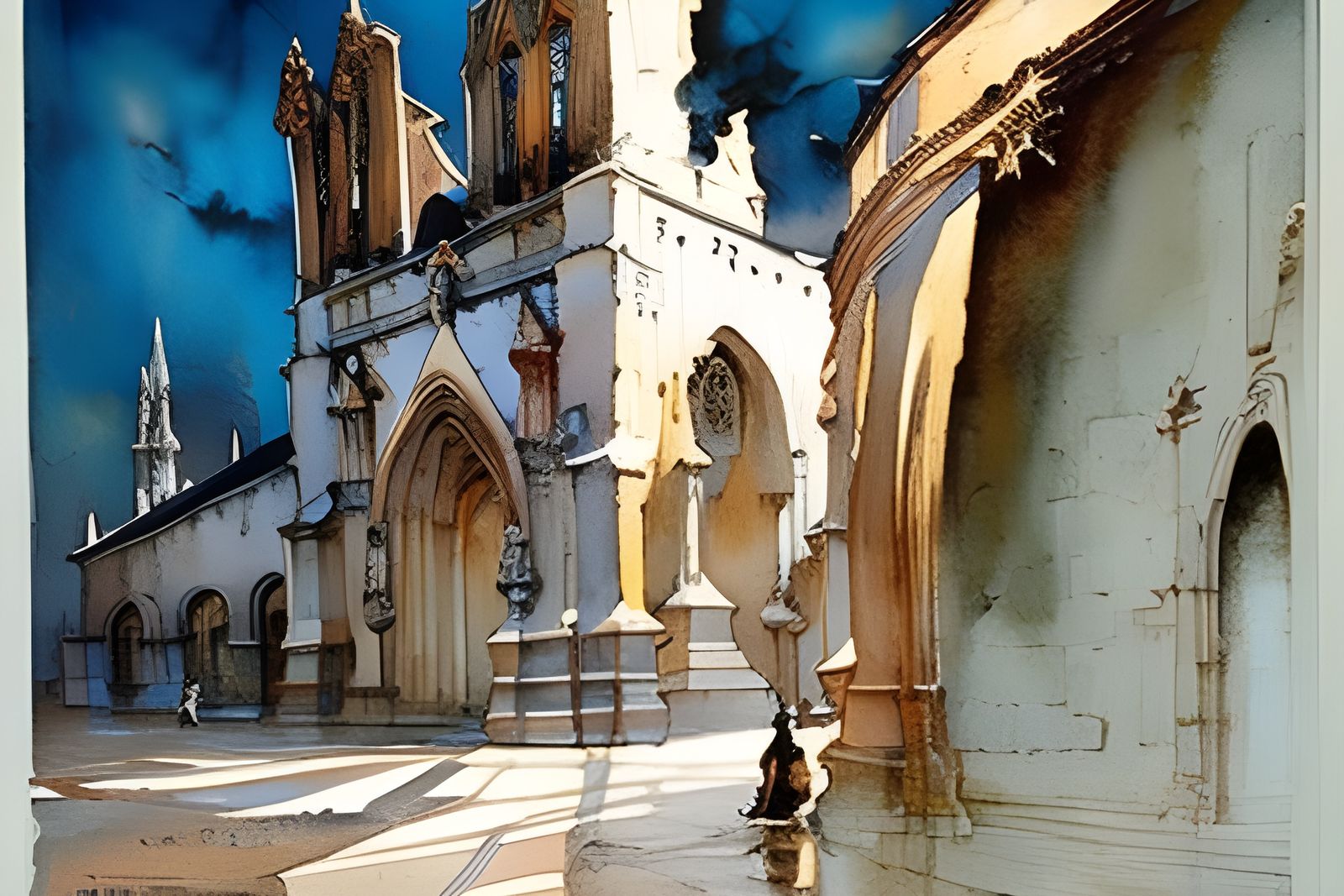 Impressionistic Watercolor of St. Francis at Abbey