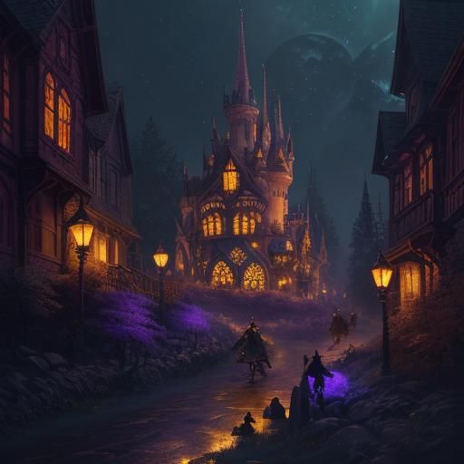 Whimsical Halloween Dance in Fantasy Concept Art
