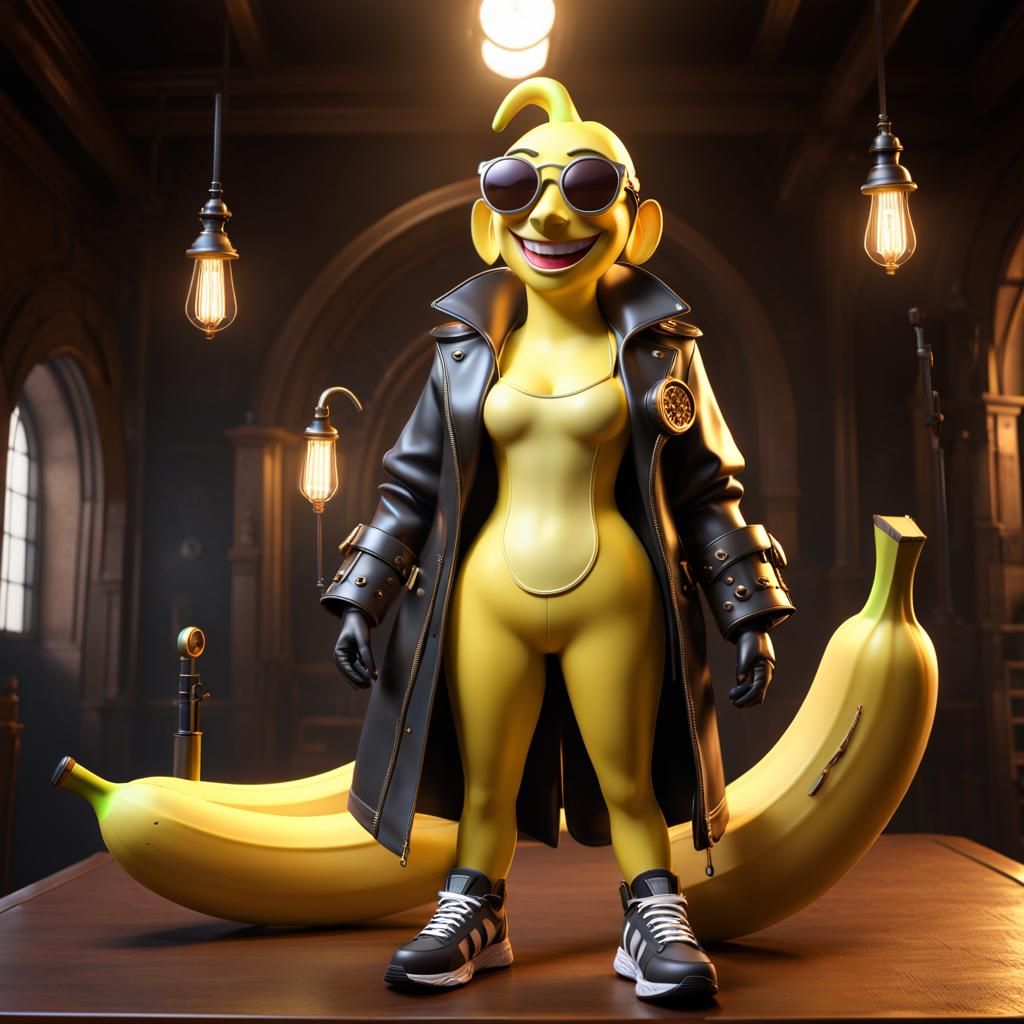 A smiling flashing Banana,