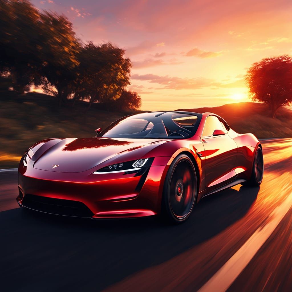 Epic Sunset Drive in Vibrant Oil Painting Style