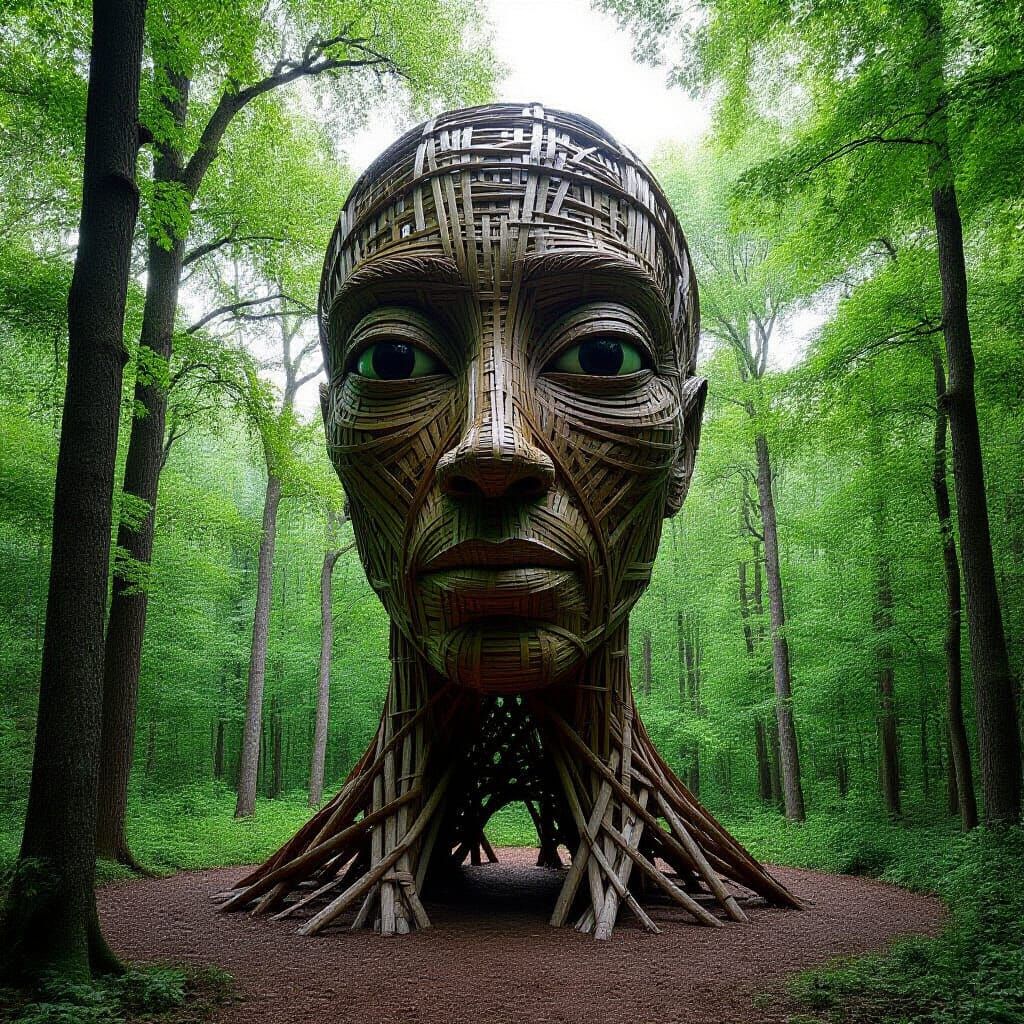 Abstract Stickwork Alien Sculpture