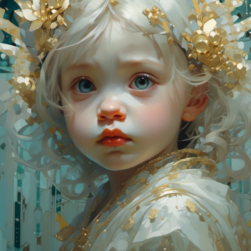 Cute Baby Girl Portrait in Fantasy Art Style