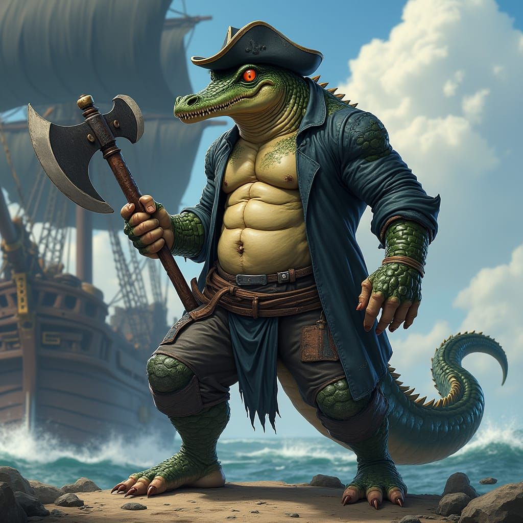 Warrior Saltwater Crocodile in One Piece Anime Style