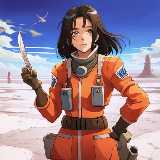 Sci-Fi Woman in Desert, Anime Key Visual