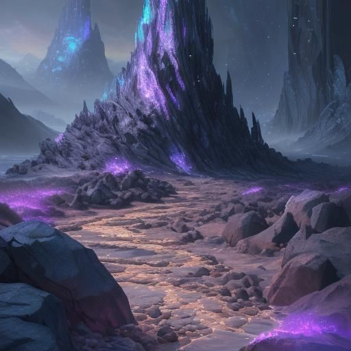Abstract Frozen Rocks in Detailed Matte Painting