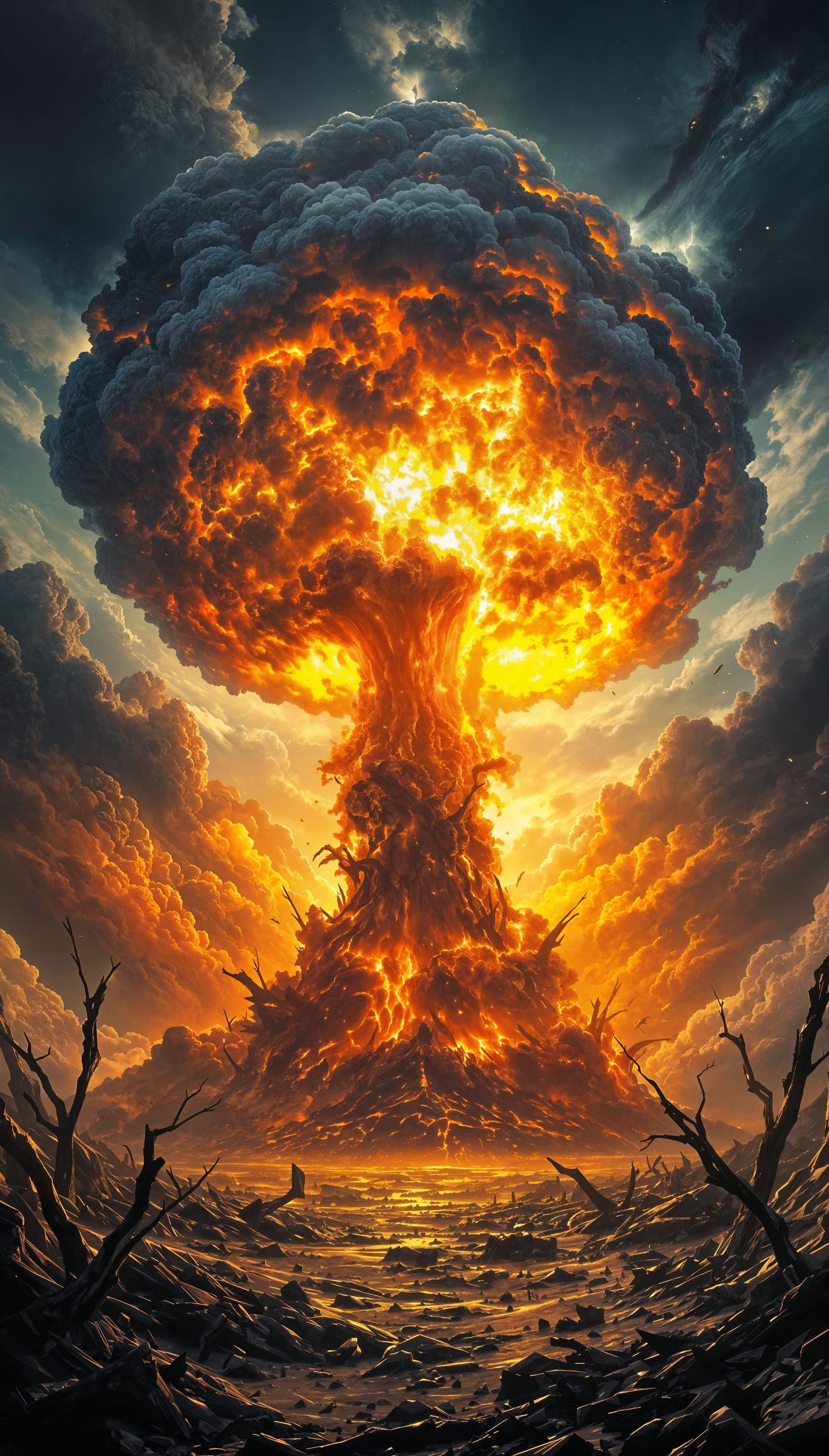 Hyper-Realistic Mushroom Cloudscape in Apocalyptic Style