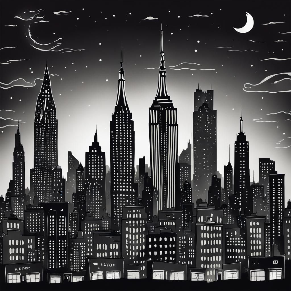 New York City Skyline in Gothic Fantasy Style