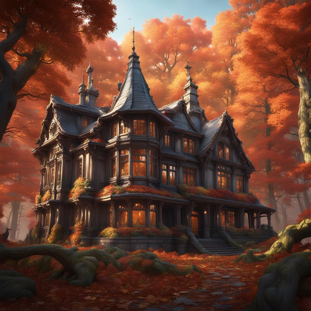 Autumnal Forest Mansion Concept Art