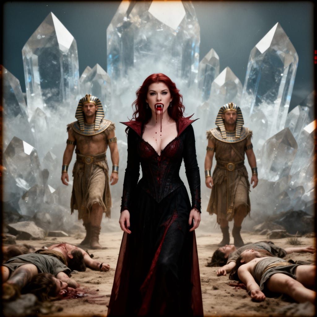 Vampire Queen in Ancient Egypt with Ice Geodes