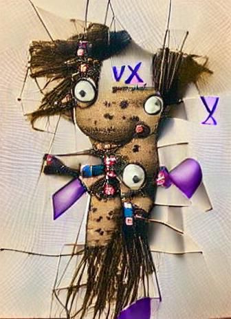 Unhappy Voodoo Doll with Pins and Xs for Eyes