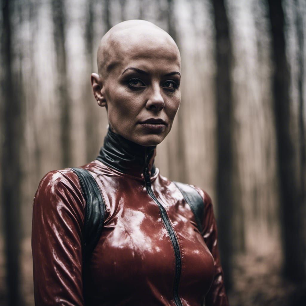 Woman in Latex Catsuit Portrait, Ambient Light