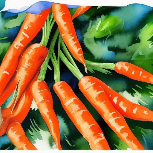 Carrot in Gouache Style Impressionist Painting