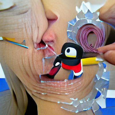 Pingu Penguin in Quilled Pop Art with Duct Tape