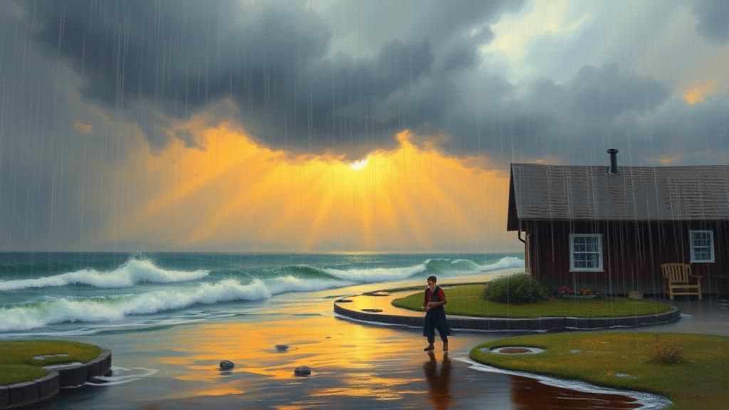 James Gurney Style Oil Painting of a Storm