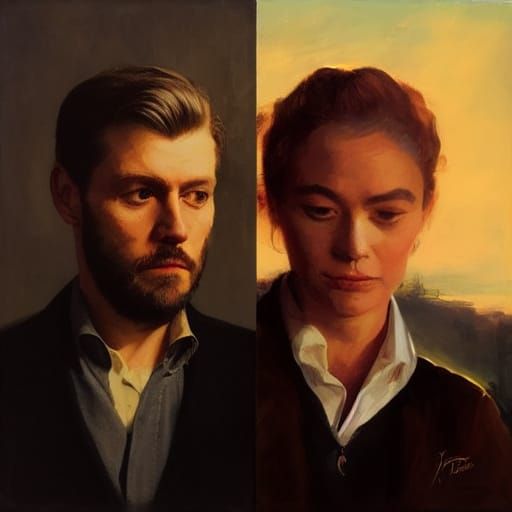 Split screen. Golden hour lighting