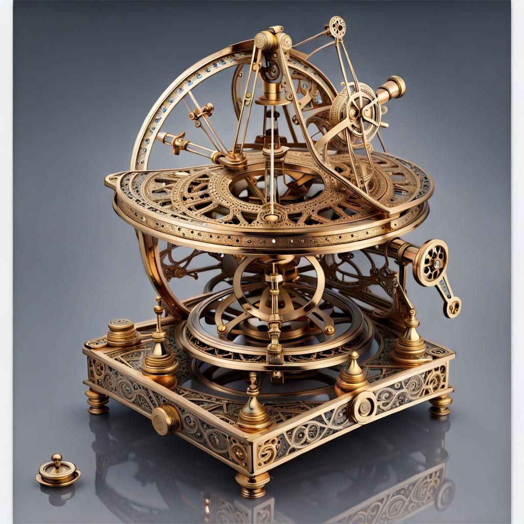 Ornate Sextant with Filigree in Space
