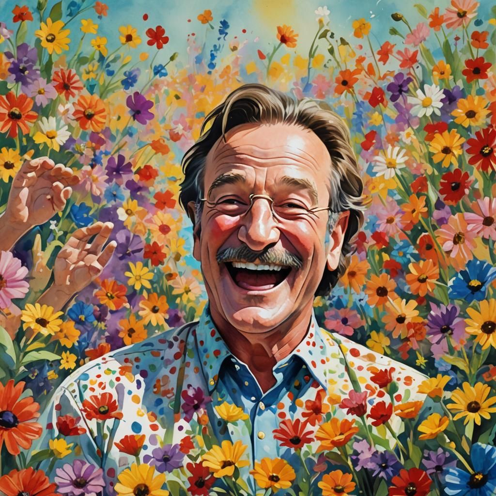 Patch Adams Gouache Painting in Hospital Scene