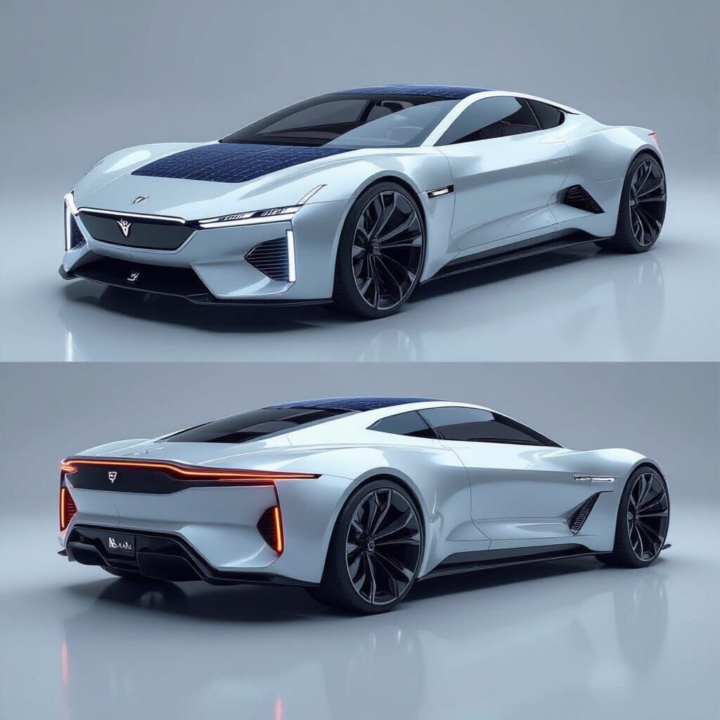 Futuristic Solar Car Design: Digital Art Rendering