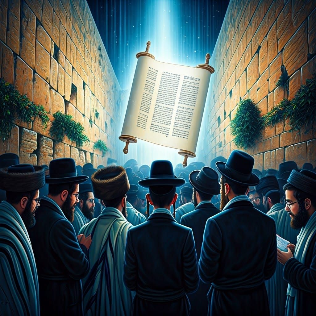 Western Wall Plaza Prayer with Ethereal Torah Scroll