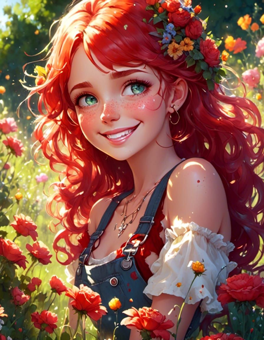 Glowing Floral Woman Digital Art