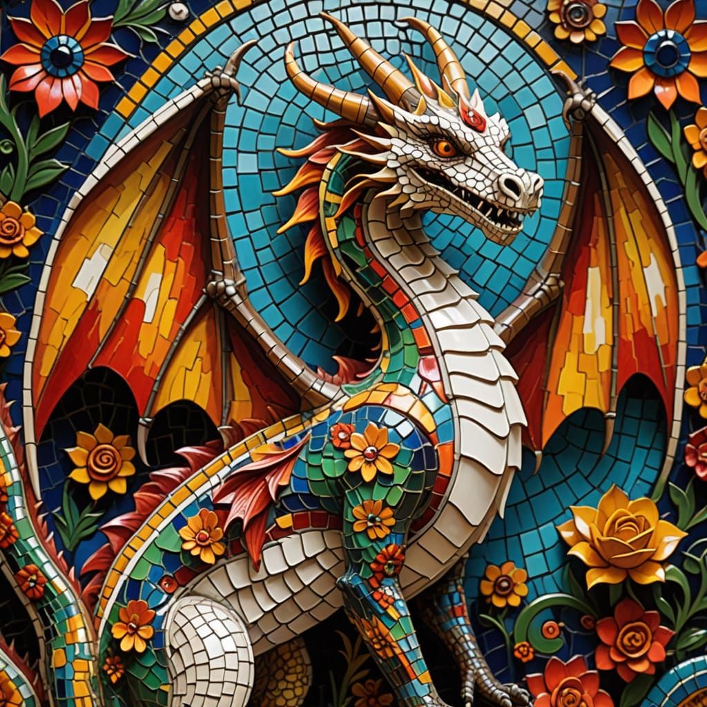 Vibrant Dragon and La Llorona in Mexican Folk Art