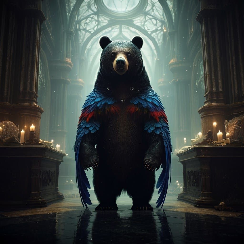 Parrot-Bear in Mystical Liminal Space