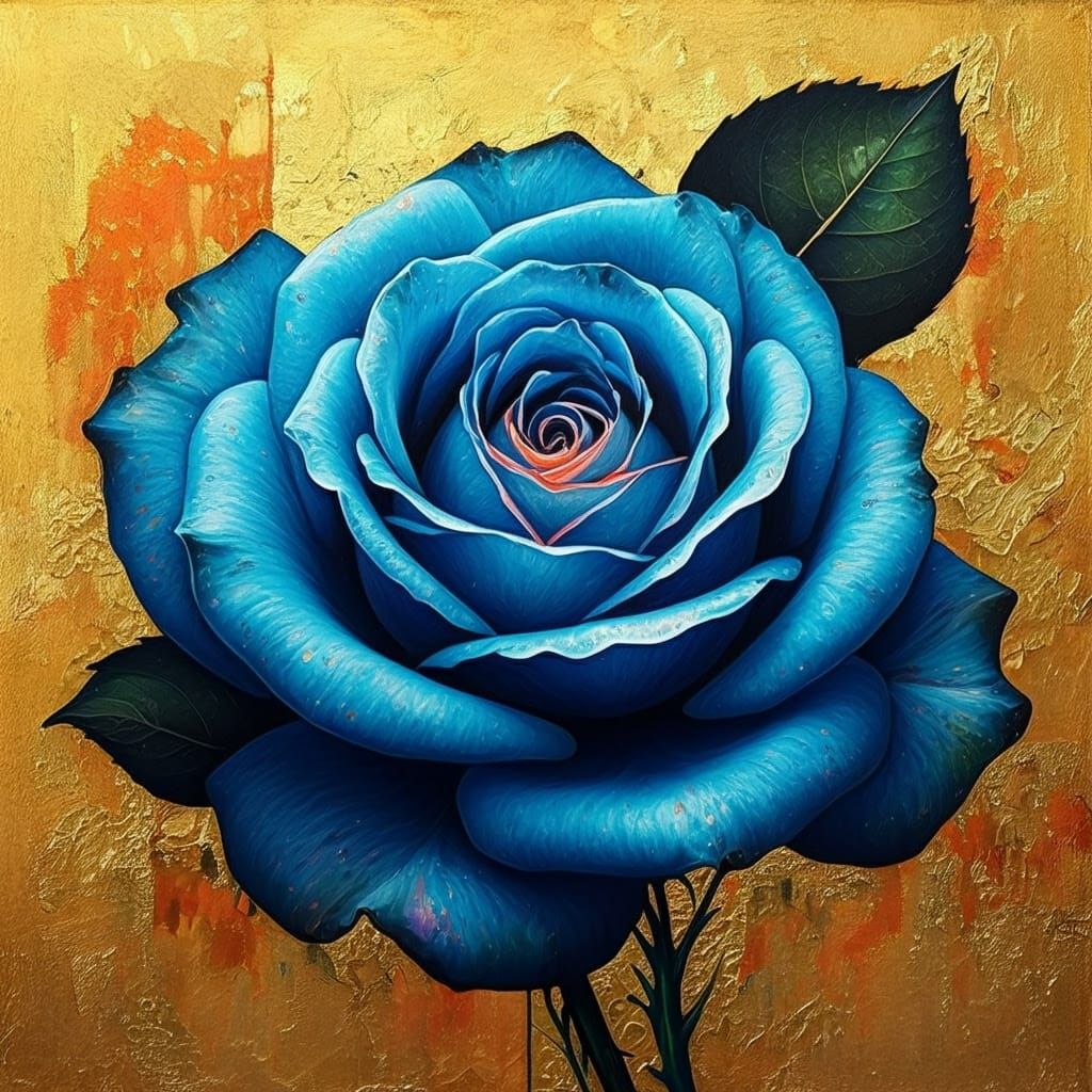 Luxurious Blue Rose Abstract Art with Complementary Colors