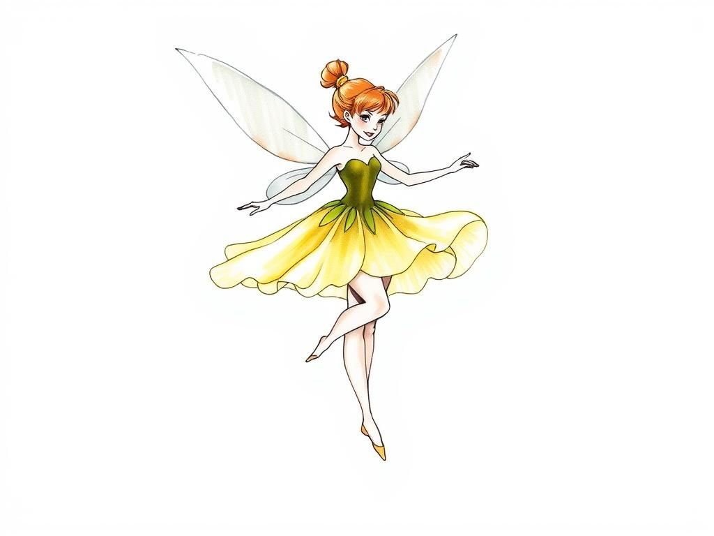 Tinkerbell Dancing in Art Nouveau Style
