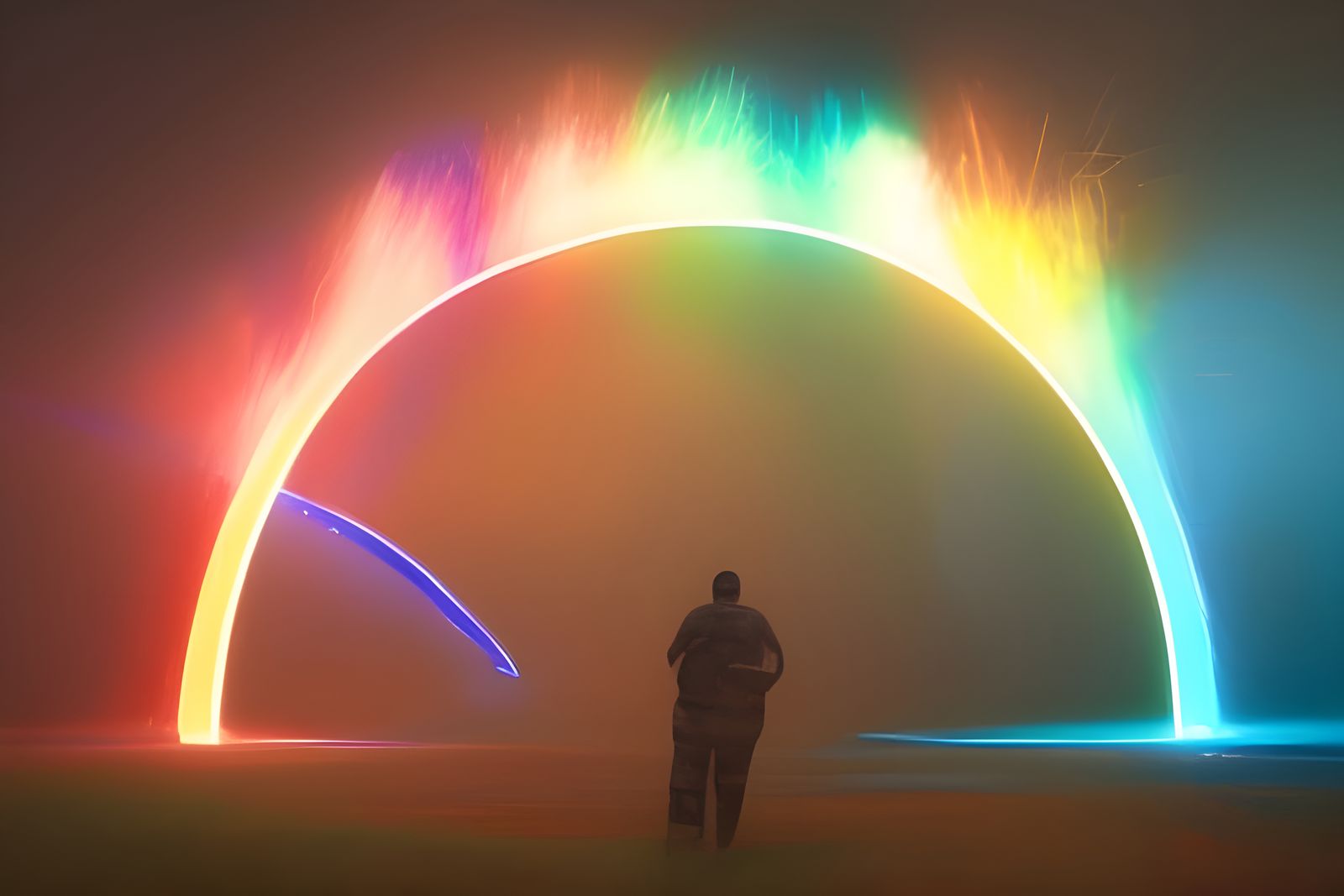 Rainbow Sparks Electrical Discharge in Dark Fantasy Style