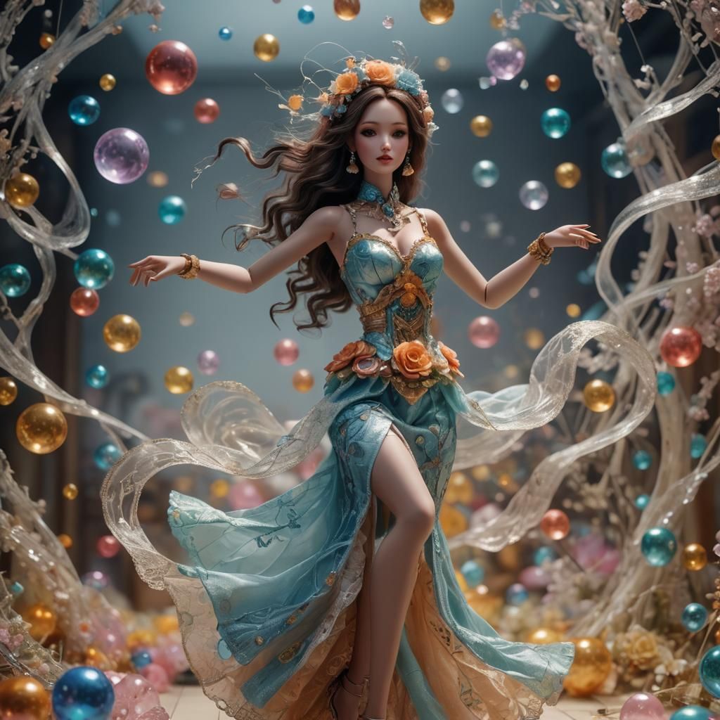 Hyperrealistic Mechanical Doll Portrait in Kawaii Style