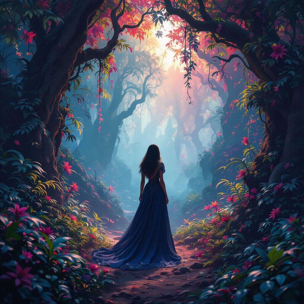 Mystical Forest Woman in High-Fantasy Style